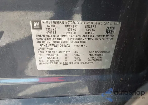 2018 GMC Terrain Slt из США, поврежденный, VIN 3GKALPEV4JL211493